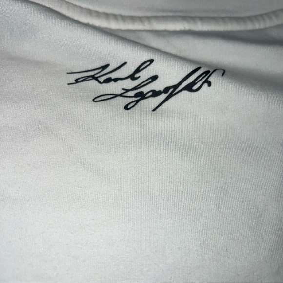 Karl Lagerfeld Sweatshirt Women XL White Logo Paris Crewneck. - Picture 7 of 7